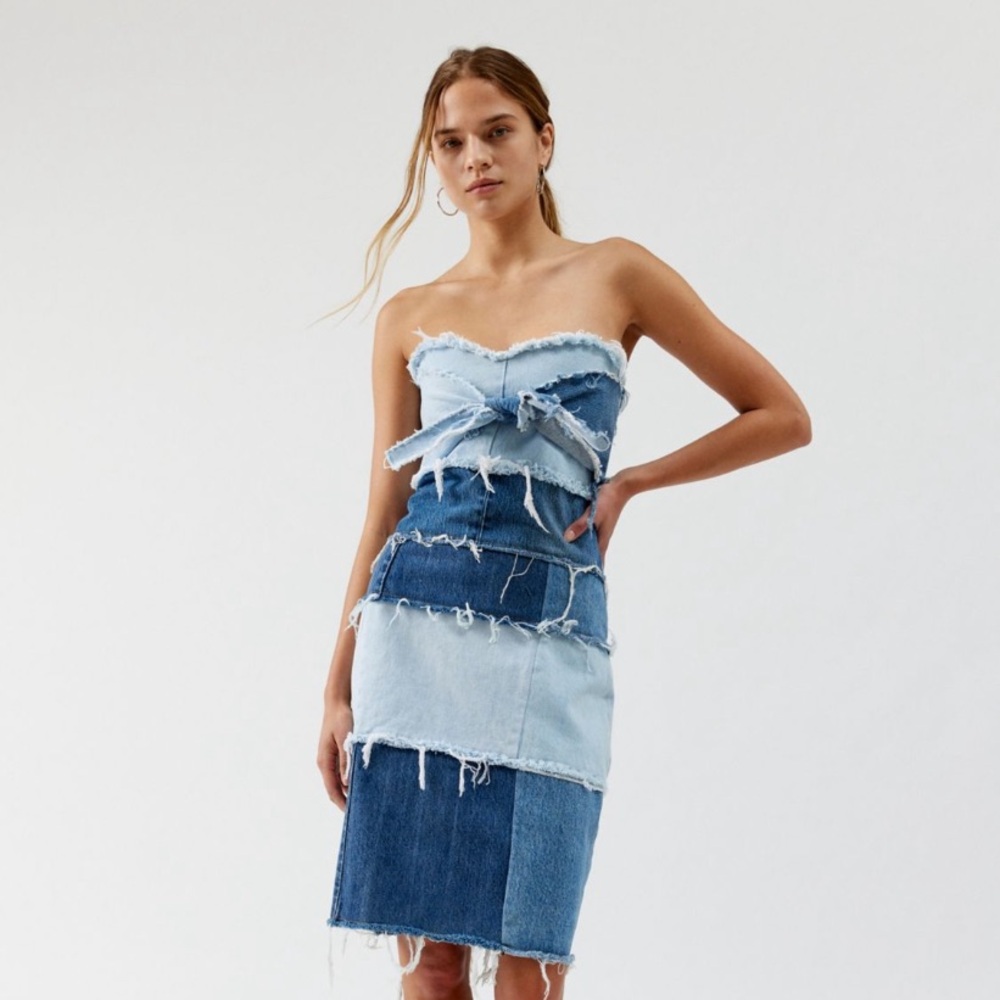 Urban Renewal Remade Pieced Denim Midi Patchwork Dress NWOT!